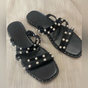 Black sandals w/ pearls